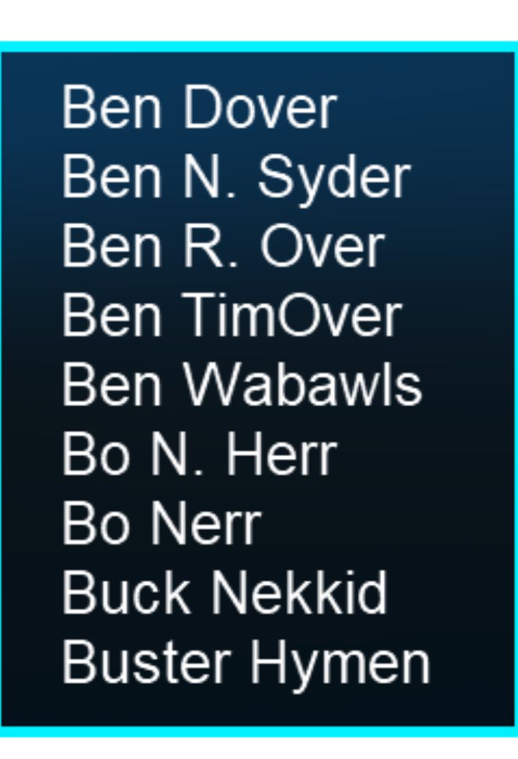 Funny Names Like Ben Dover